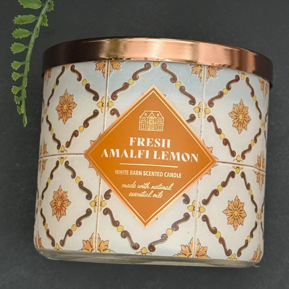 BBW Fresh Amalfi Lemon White Barn Bath & Body Works 3 Wick Candle - Picture 5 of 10